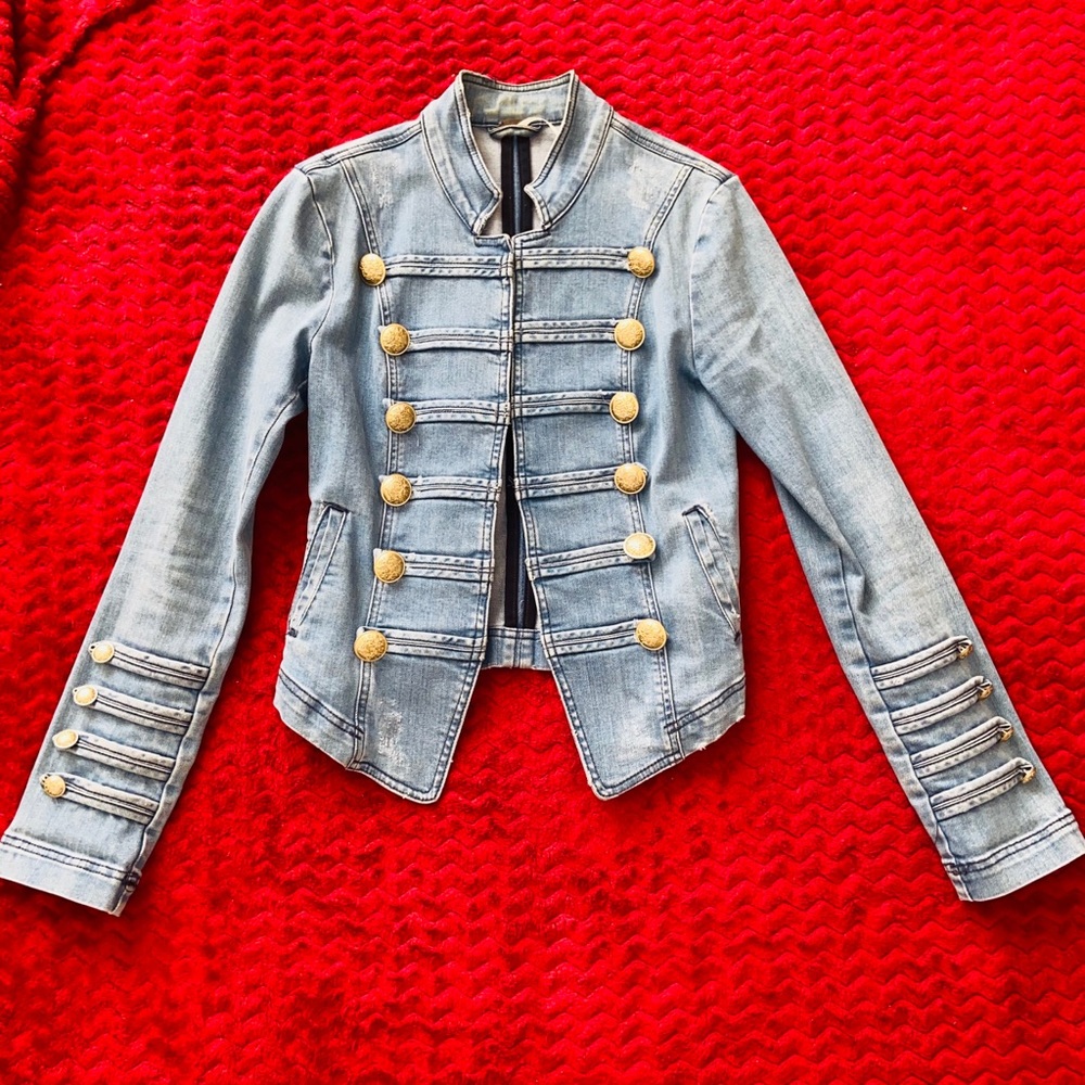 Free People Military Denim Jacket